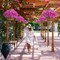 Artificial Hanging Azalea Flowers with Coconut Basket, Silk Faux Hanging Plants for Outdoor Indoor Decor, UV Resistant Fake Flowers for Porch Patio Garden Yard Home Decoration, Fuchsia
